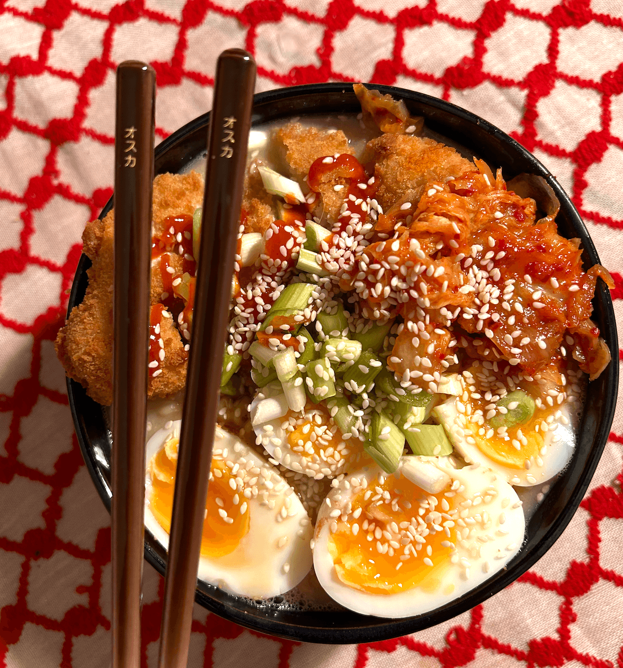 Ramen Bowl with fried chicken and egg photo 1
