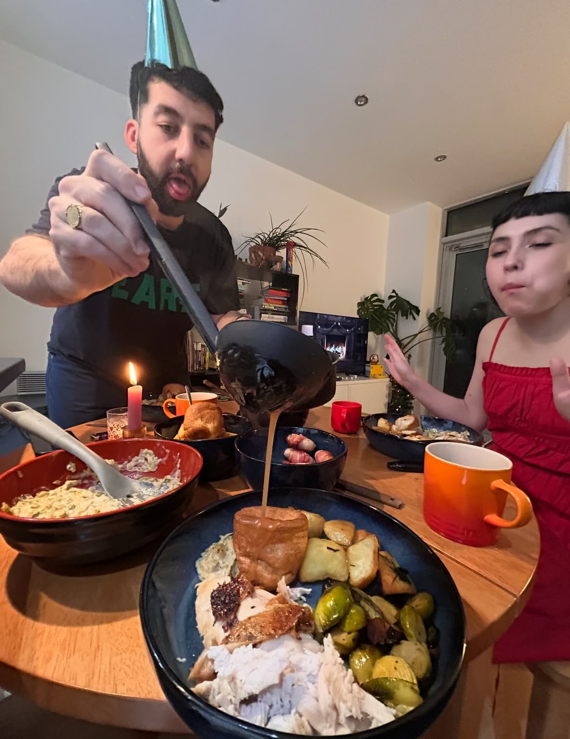 Chicken roast with pigs in blankets and creamy cabbage photo 1