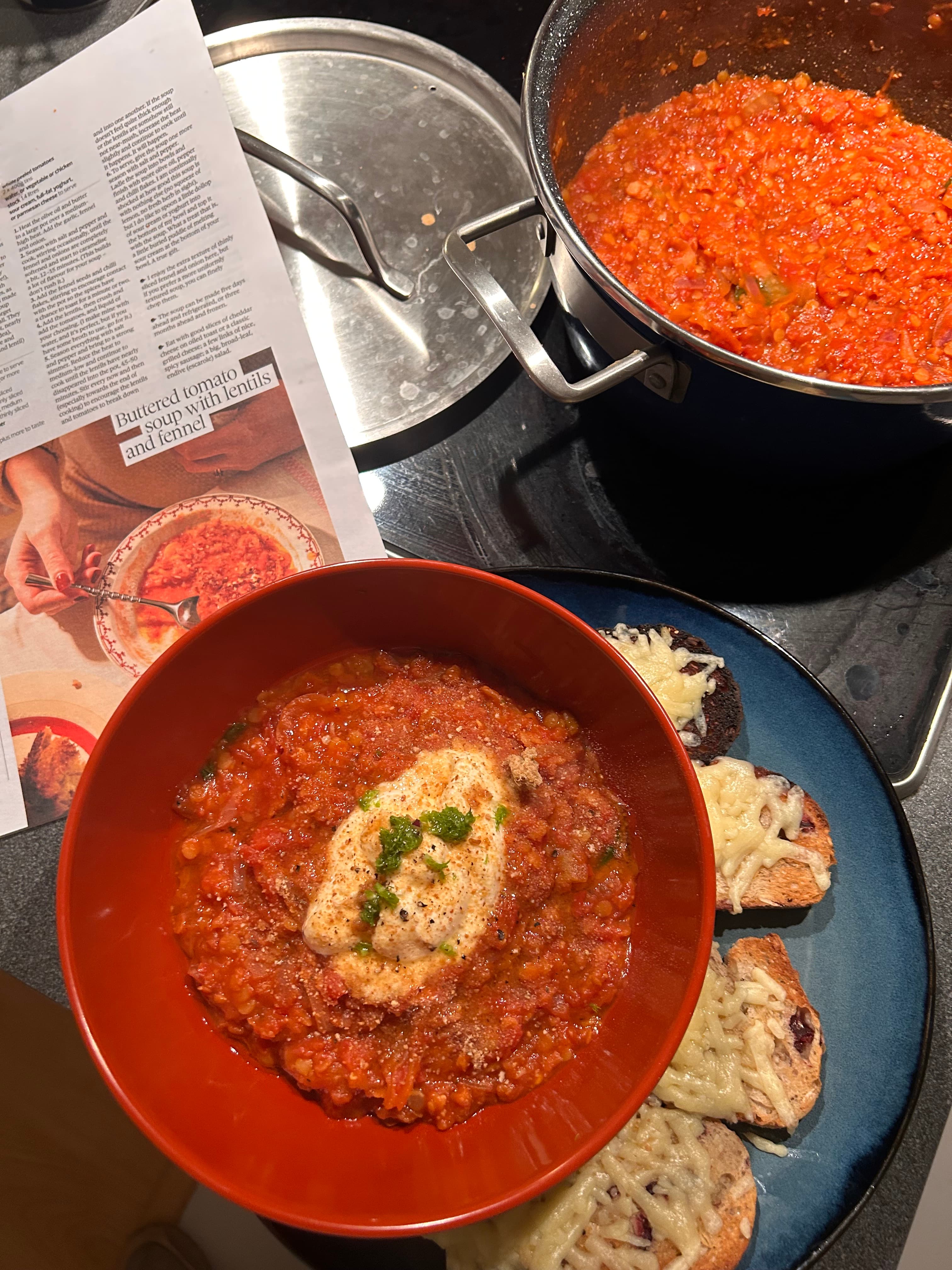 Fennel, tomato and lentil soup